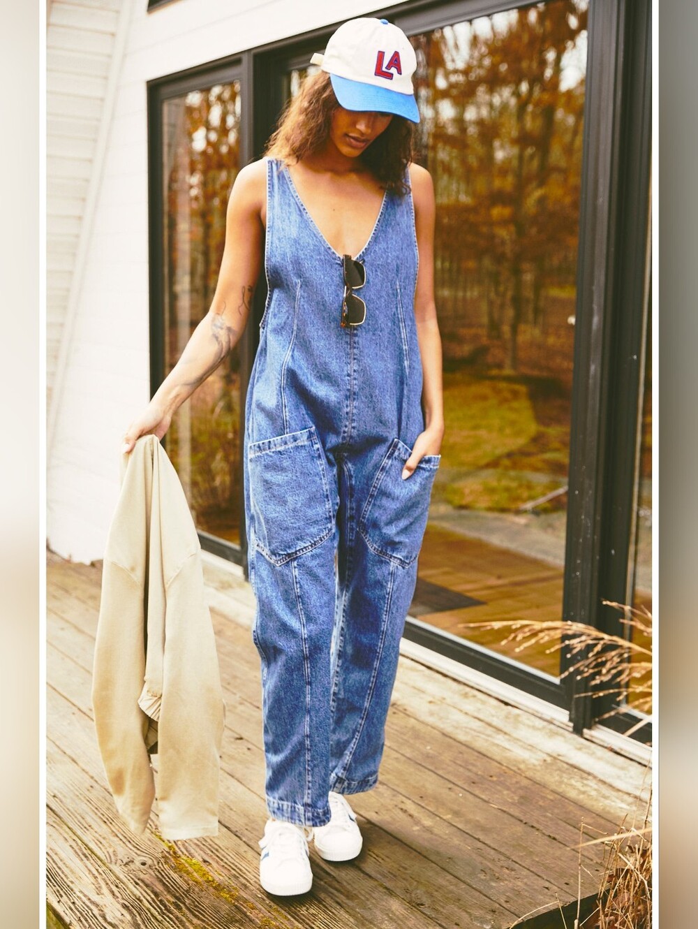 Free People High Roller Denim Jumpsuit - Picture 3 of 10